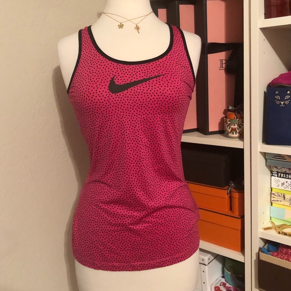 Nike Pro Drifit Pink Polka Dot Racerback Tank Top - Picture 8 of 8
